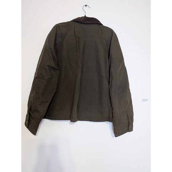 Madewell Waxed Cotton Barn Jacket Corduroy Collar Utility Coat Olive XL NWT - Picture 5 of 16